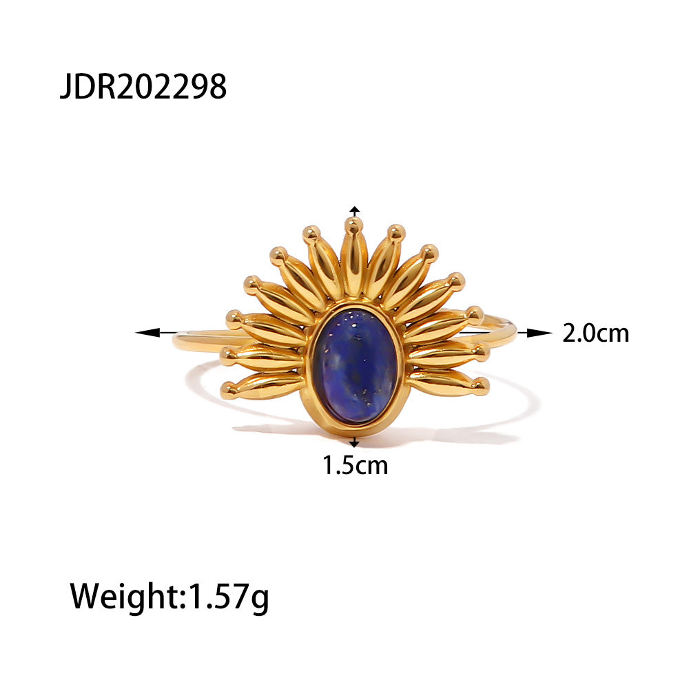 Wholesale Stainless Steel Natural Stone Geometric Ring Fashion Jewelry Accessory Everyday Wear