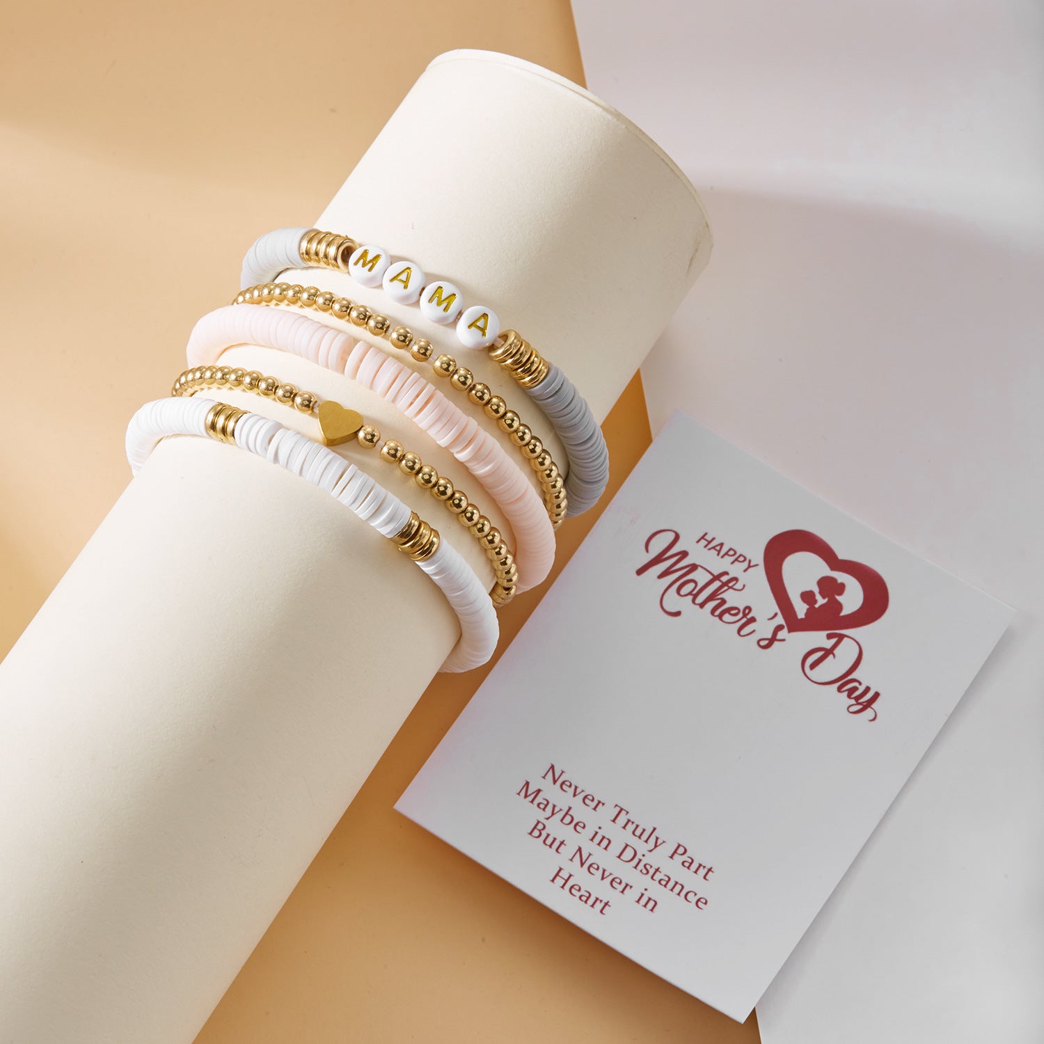 Wholesale 4pcs/set  Mother's Day Mama Soft Pottery Crystal Bracelet