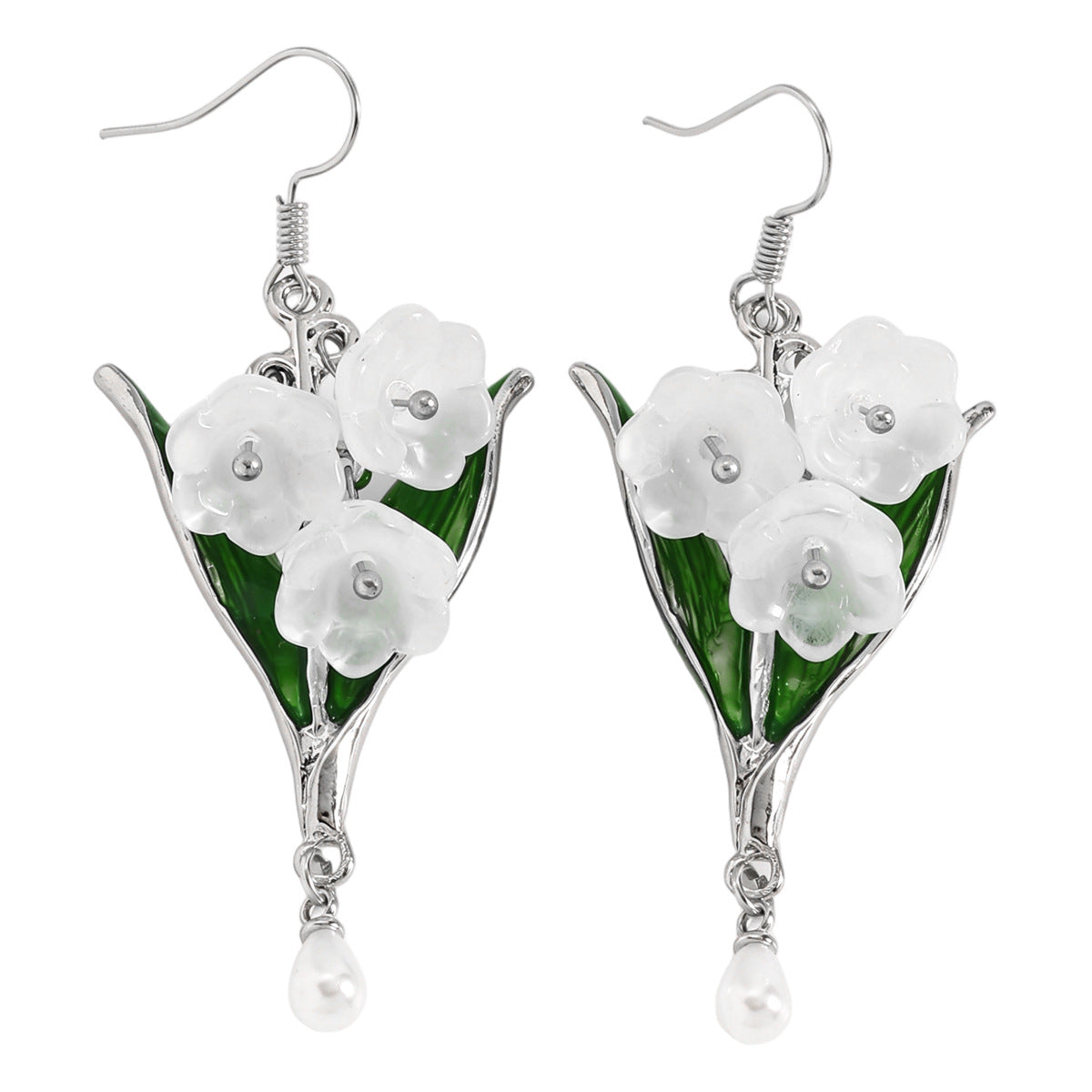 Wholesale New Chinese Style Lily Of The Valley Earrings Resin Pearl Drop Alloy Chic Women S Jewelry Gift