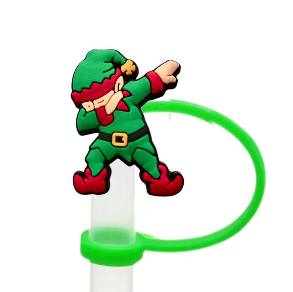 Wholesale 10pcs Christmas themed cartoons 8/ 10mm Straw Cover Straw Tube Cap