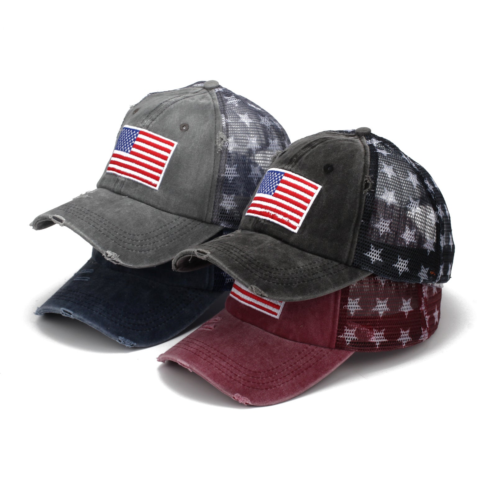 Wholesale American Flag Five Pointed Star Baseball Cap Hat ACC-HT-JingHong005