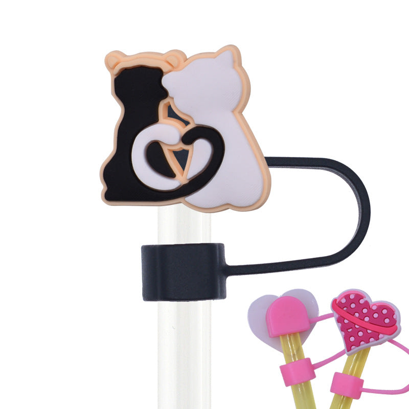Wholesale Random 100pcs Animal Pet Cat Straw Cover 10MM Straw Tube Cap