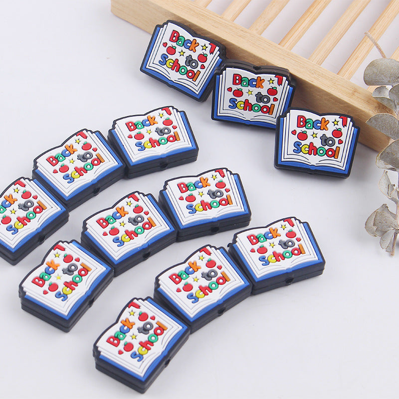 Wholesale 5pcs Cartoon Silicone Book Focal Beads ACC-BDS-GuangTian036
