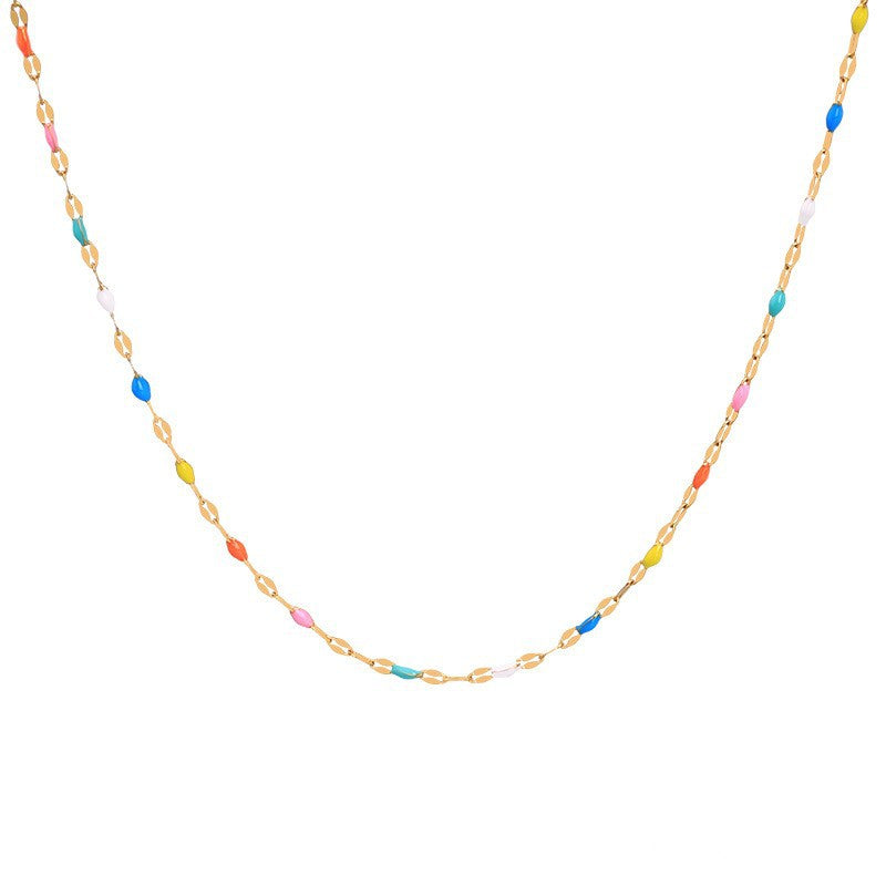 Wholesale Titanium Steel  lips oil dripping multicolored necklace