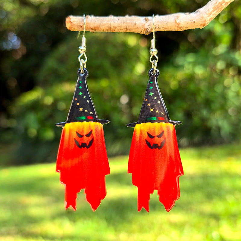 Wholesale Halloween Ghost Wizard Hat Acrylic Pendant Earrings