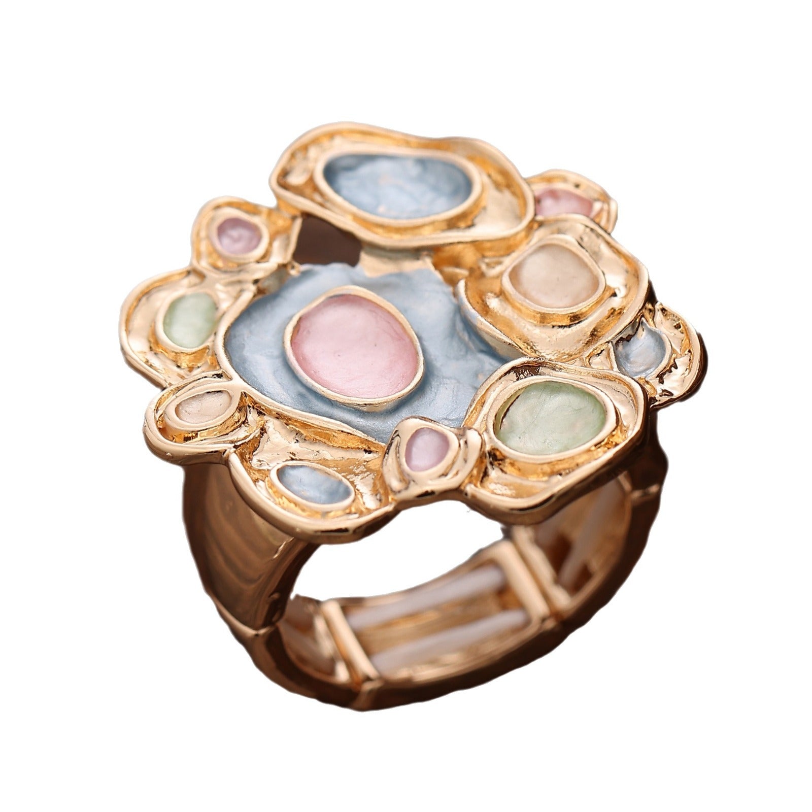 Wholesale Colorful Oil Painting Geometric Board Spring Ring