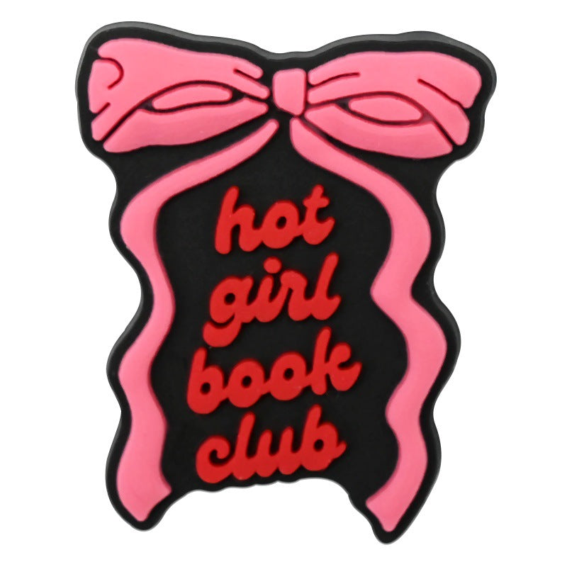 Wholesale Random 100pcs Creative and personalized phrase series   PVC Soft Rubber Shoe Buckle Decoration