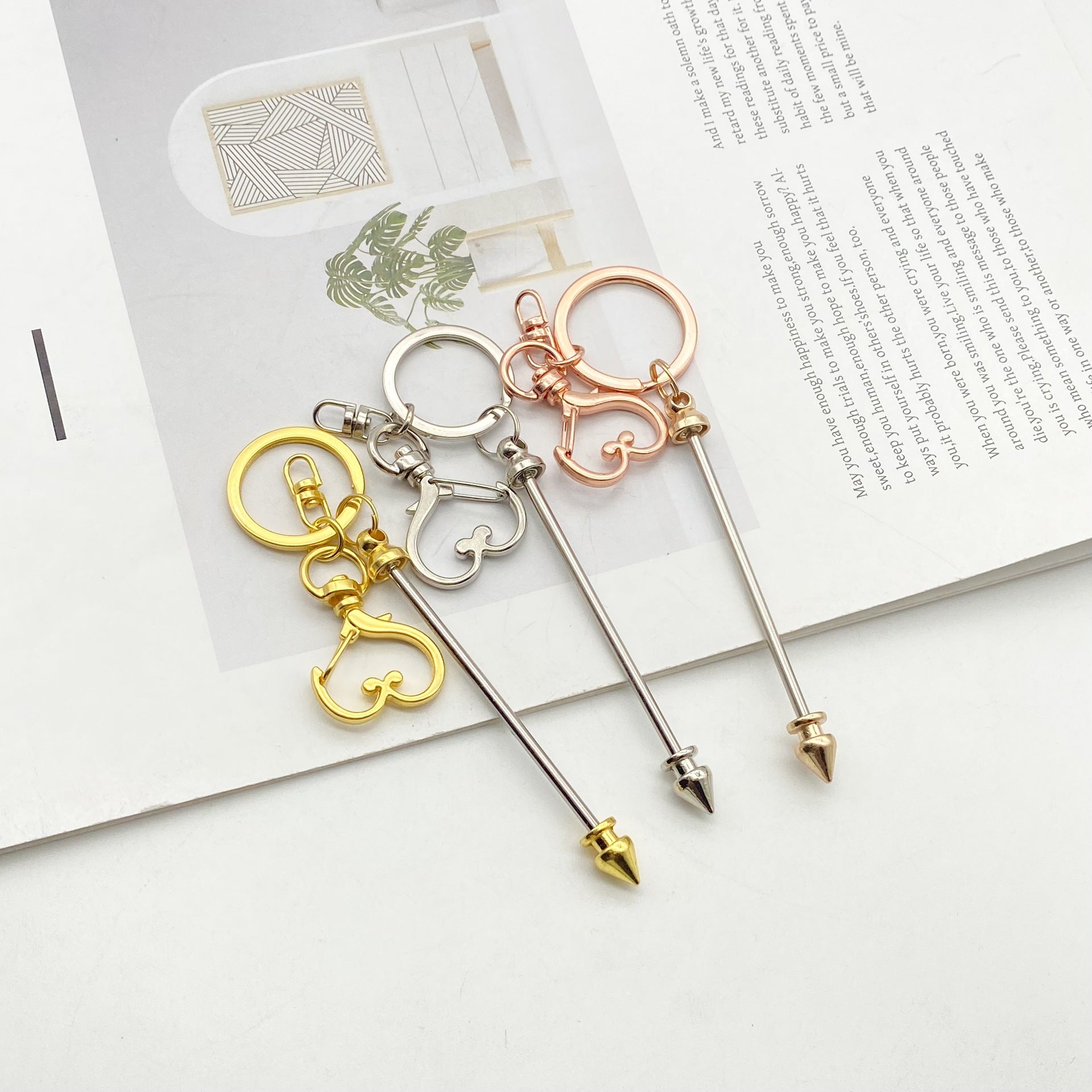 Wholesale  Metal Creative Star Heart beadable Keychain