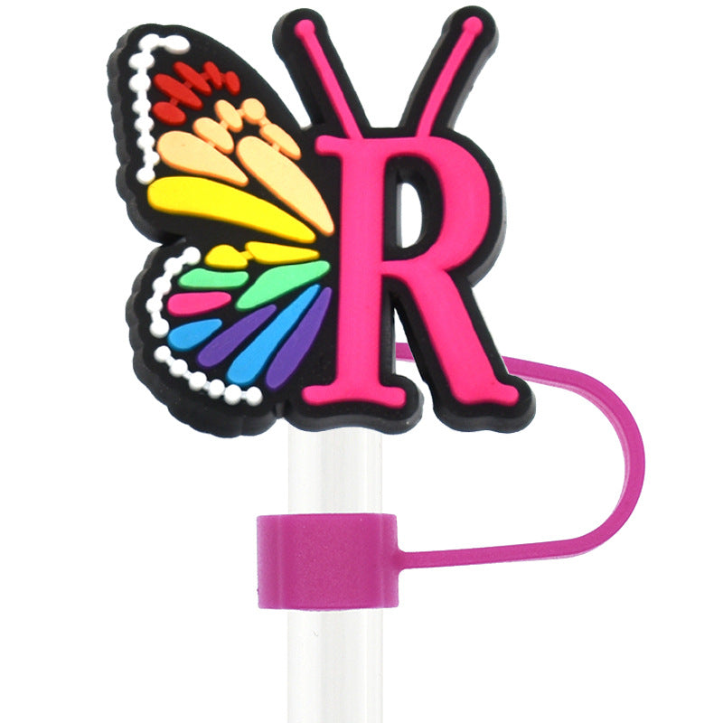 Wholesale 100pcs Random 100pcs Butterfly 10mm PVC Soft Straw Tube Cap