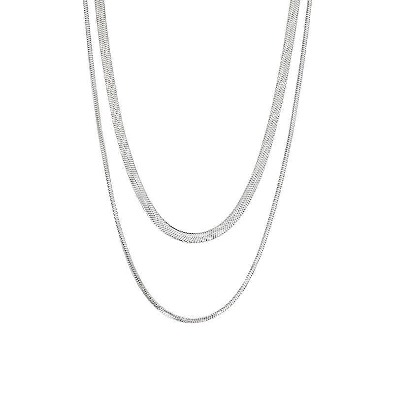 Wholesale Titanium Steel Non-fading Snake Bone Chain Double Layer Stacking Necklaces ACC-NE-Meihun003