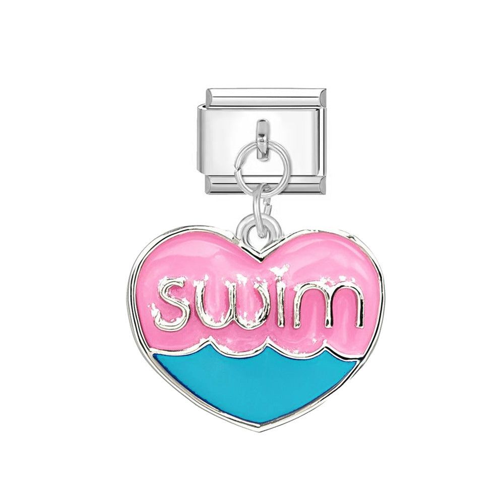 Wholesale  Italian Charm Bracelet 9mm DIY  Letter Heart  Creative Stainless Steel Composable Bracelet