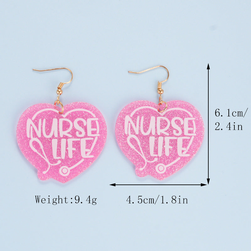 Wholesale Acrylic  Nurses Day Earrings Pink Blue Earrings