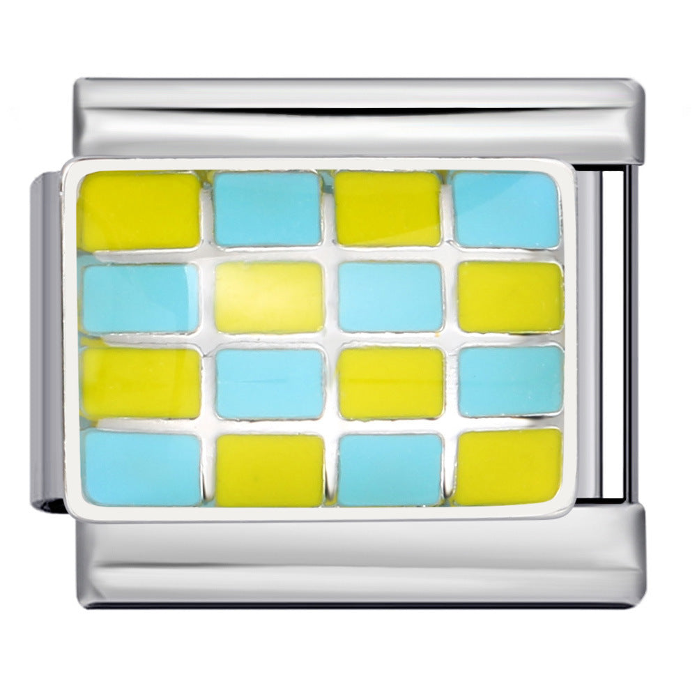 Wholesale Italian Charm Bracelet 9mm DIY colorful checkerboard Creative Stainless Steel Composable Bracelet