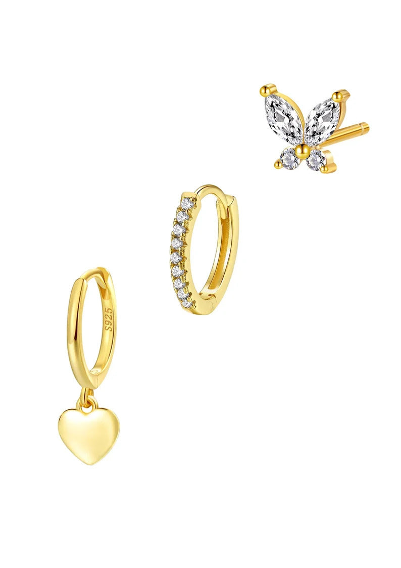 Wholesale 6pcs Copper Plated Real Gold Micro-paved Zircon  Earrings