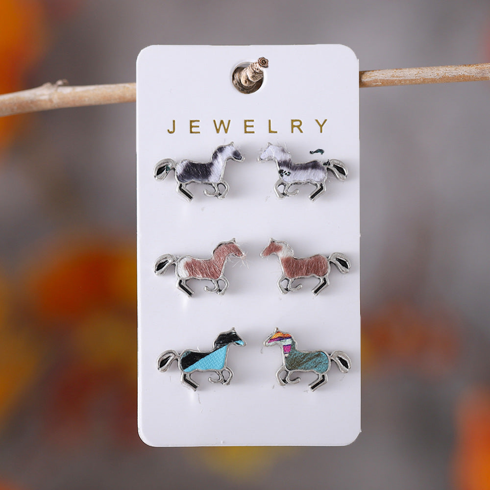 Wholesale Cow Sheep and Horse Spotted Alloy Earrings