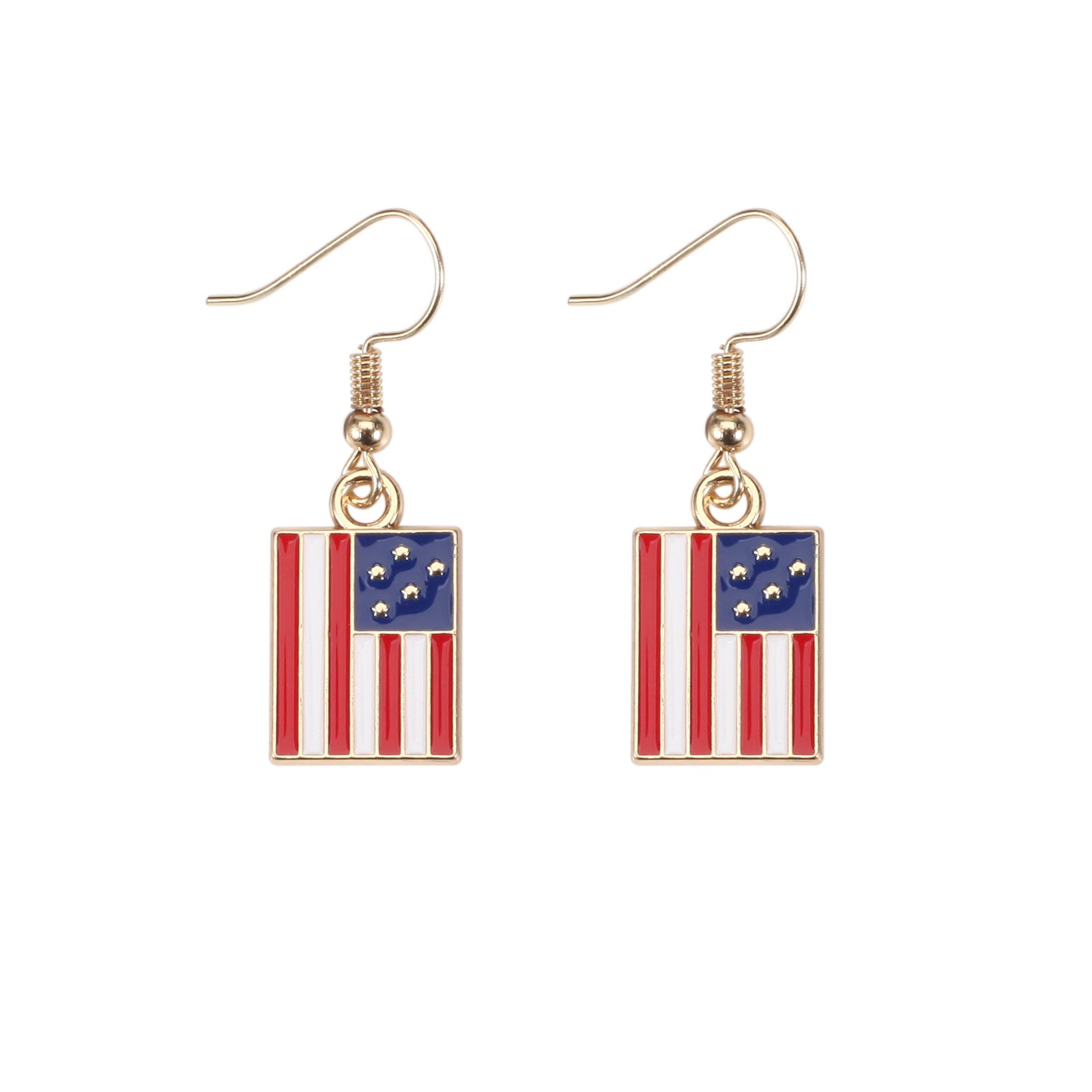 Wholesale American Flag Pattern Independence Day Earrings Five-pointed Star Red White and Blue Jewelry ACC-ES-XinY001