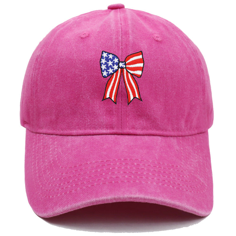 Wholesale American Independence Day flag  bow embroidered baseball cap
