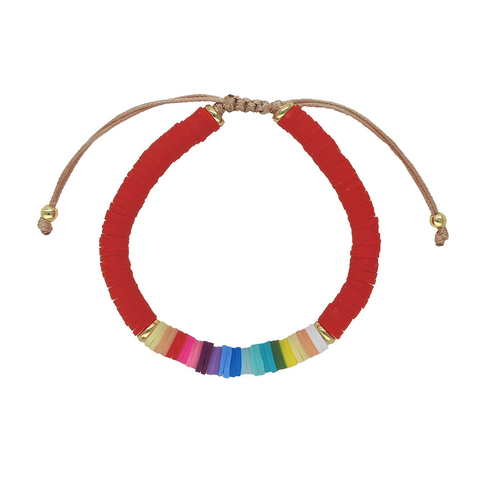 Wholesale Multi-layered Bracelets with Bohemian Beach Style Colorful Polymer Clay Bracelets Layered Bracelet Set ACC-BT-Qiqi008