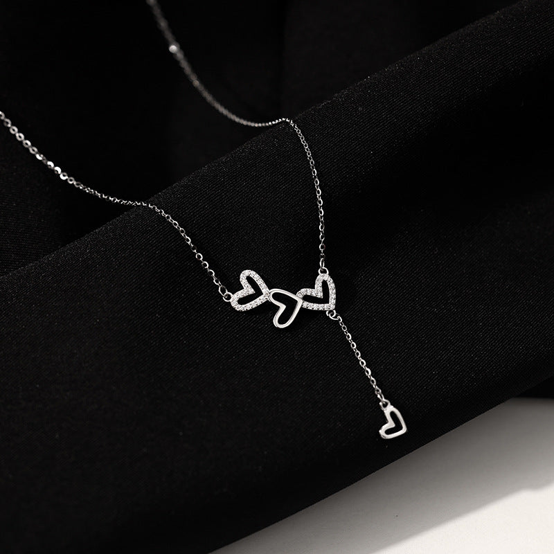 Wholesale  Flash Diamond Love Tassel Necklace