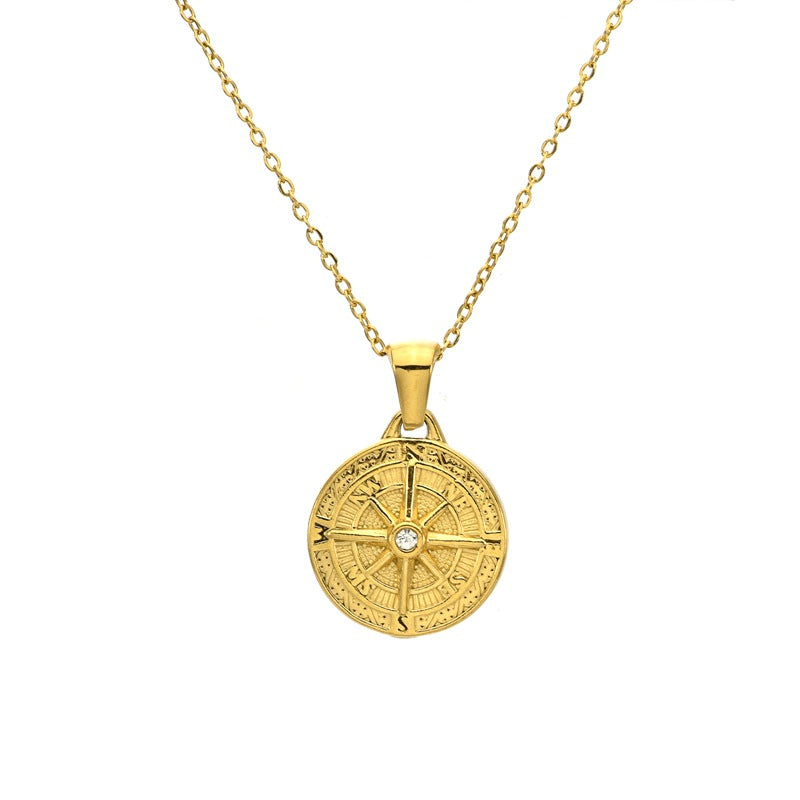 Wholesale Titanium Steel 18K Gold Round Coin Sweater Chain
