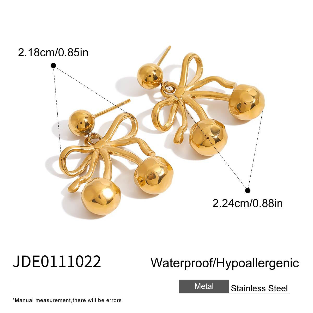 Wholesale  Bow Cherry  Stainless Steel Earrings Light Luxury  Earrings