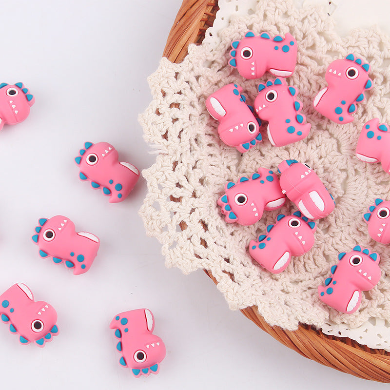 Wholesale 5pcs Pink Dinosaur Silicone Beads Focal Beads DIY Bead Accessories ACC-BDS-GuangTian046