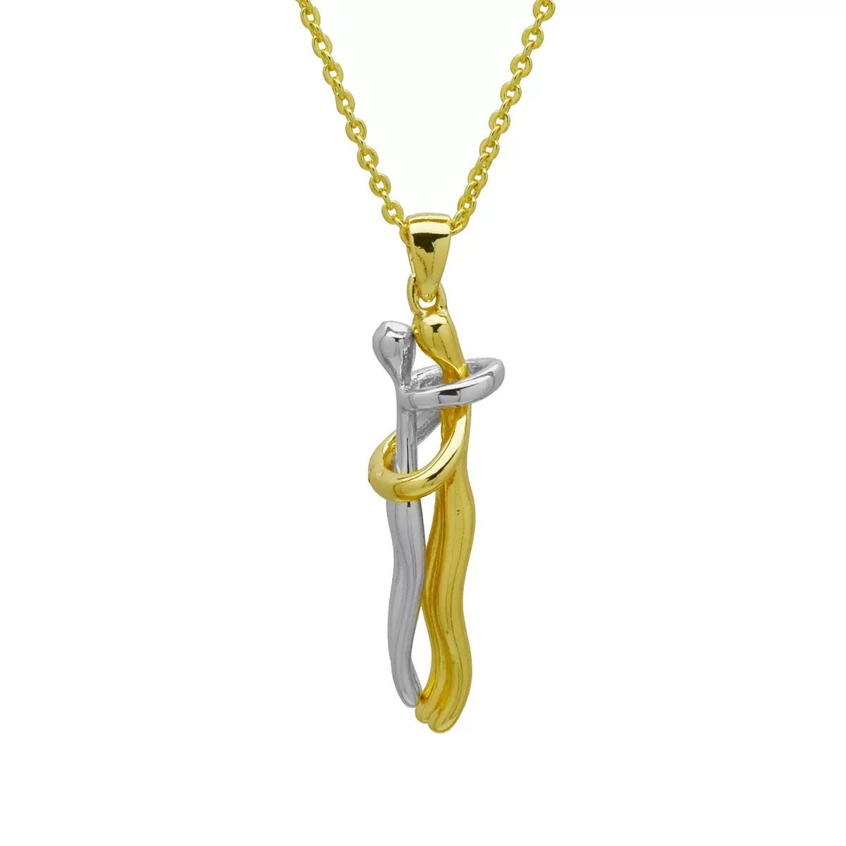 Wholesale Creative Couple Hugging Pendant Necklace Gold Plated Copper Fashion Accessory