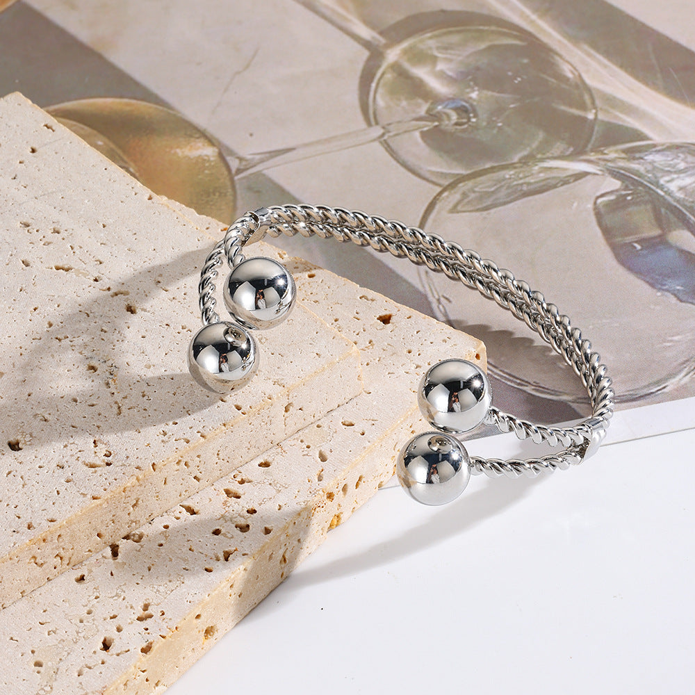 Wholesale Beads Twist Woven Open Women' s Bracelet