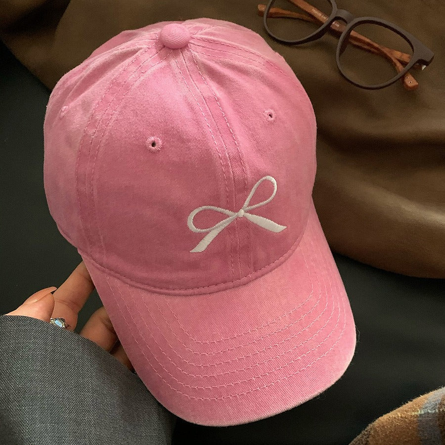 Wholesale Washed Distressed Vintage Bow Hat Embroidered Baseball Cap ACC-HT-KME004