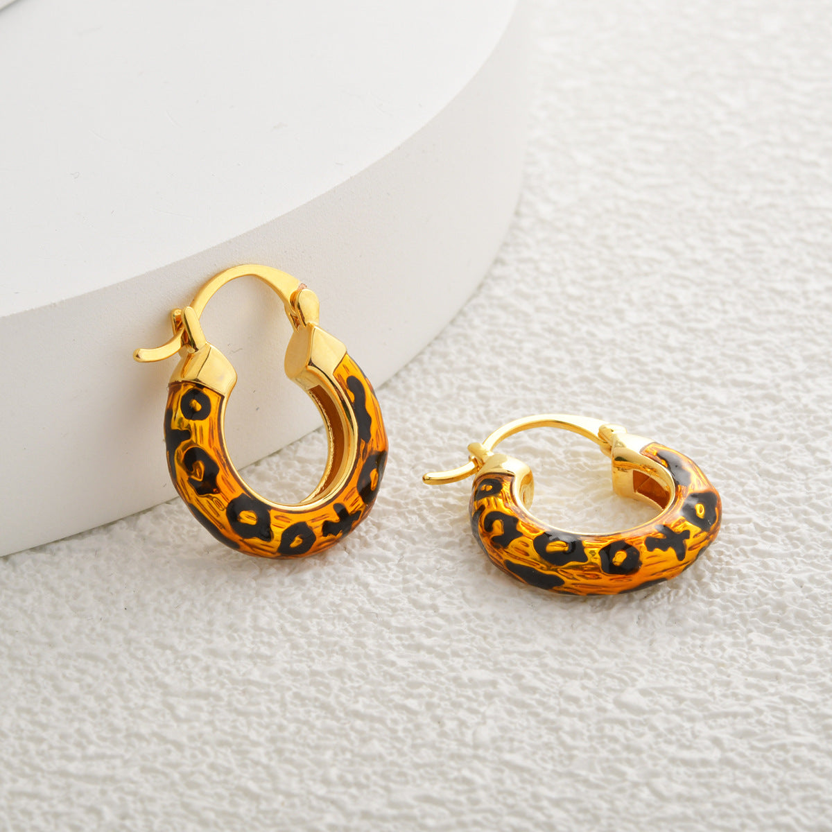 Wholesale Oil Dripping Leopard Print Earrings