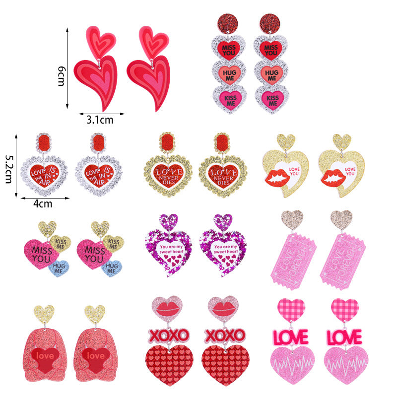Wholesale Valentine's Day  Lover Text Acrylic Earrings