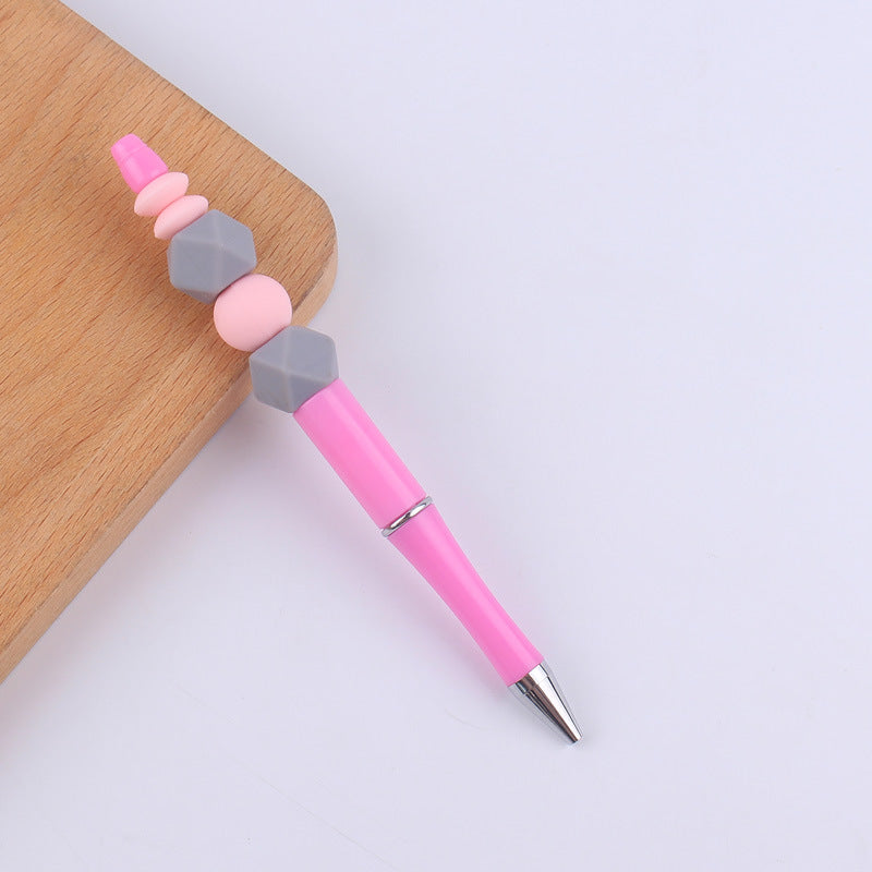 Wholesale  beaded pen creative DIY silicone beads contrast color beaded pen