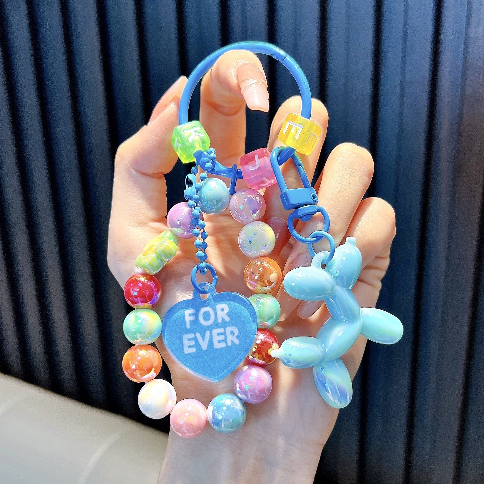 Wholesale Acrylic Beaded Balloon Dog Keychains ACC-KC-WoAn021