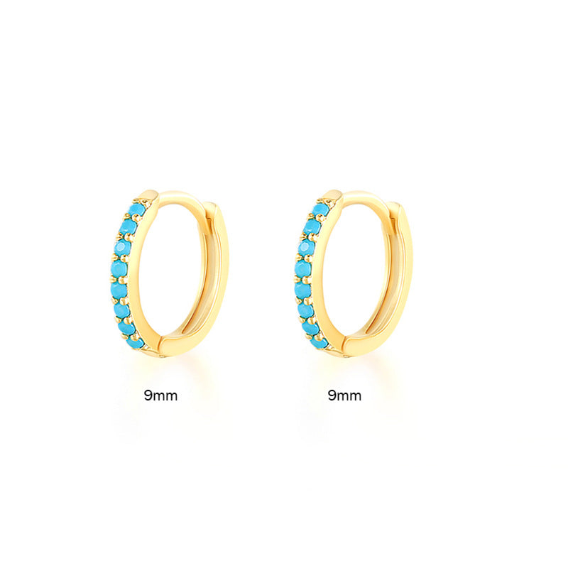 Wholesale 925 Sterling Silver Hoop Earrings Colored Zircon ACC-ES-KaNaier004