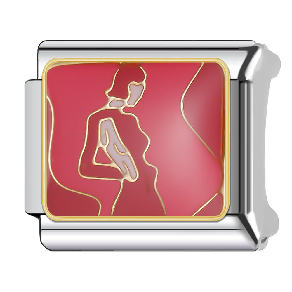 Wholesale Italian Charm Bracelet 9mm DIY Splicing Red Female Series Stainless Steel Composable Bracelet