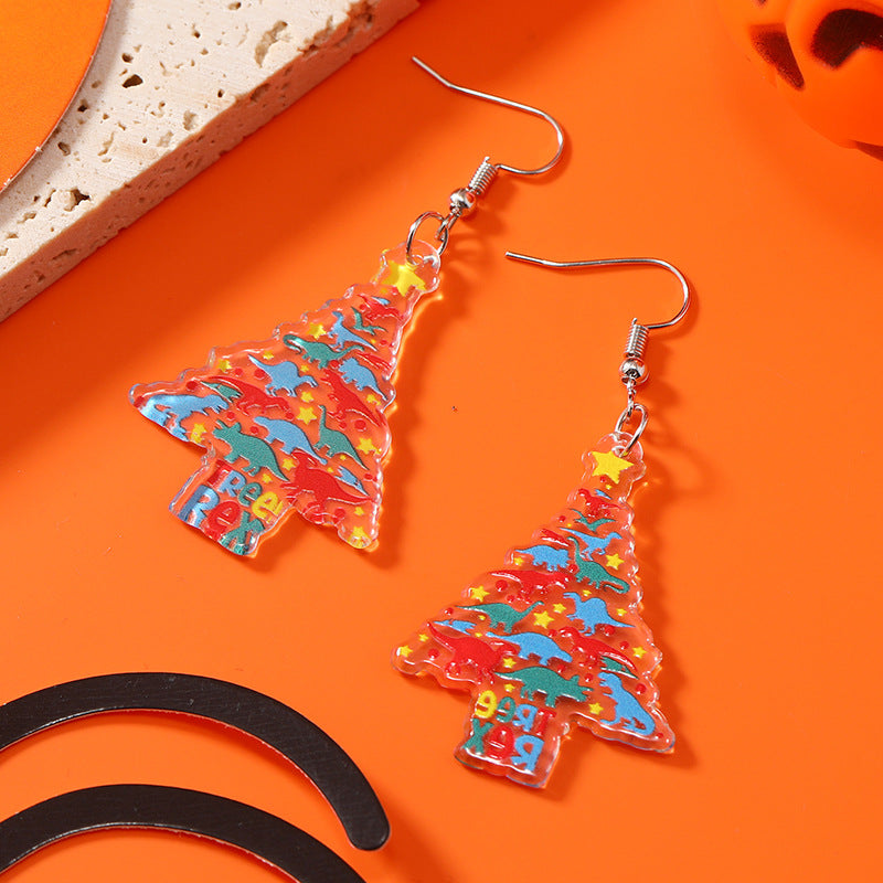 Wholesale Halloween Christmas Bell Little Dinosaur Cane Monster Double-sided Earrings ACC-ES-Haoc004