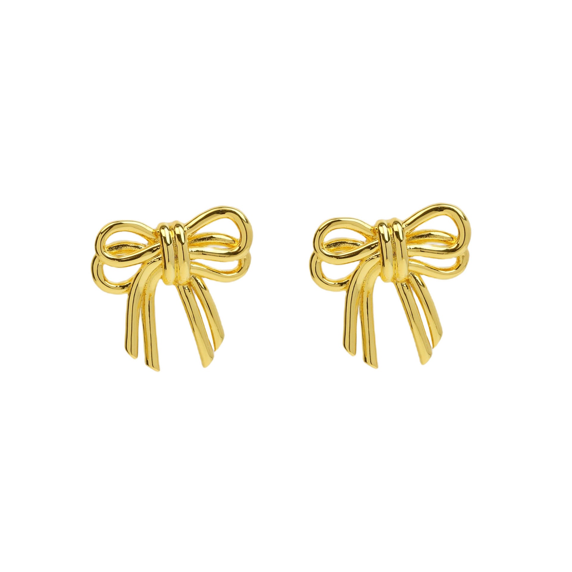 Wholesale 18k gold smooth high sense bow earrings