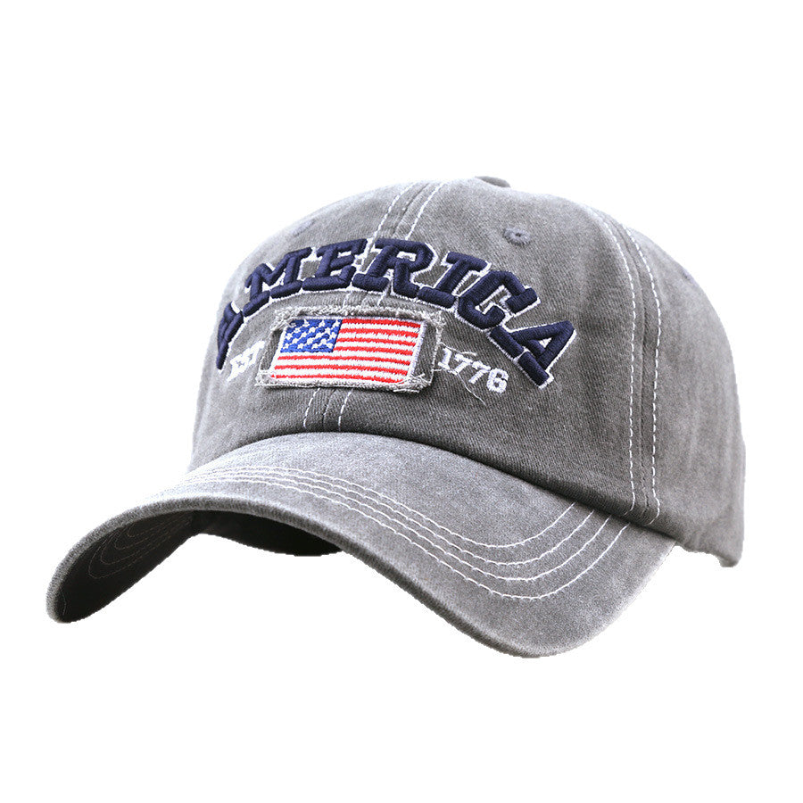 Wholesale Trendy American Flag Embroidered Baseball Cap,  Solid Black Unisex Sun Protection Hat,  Fashion Boutique Resale Gift