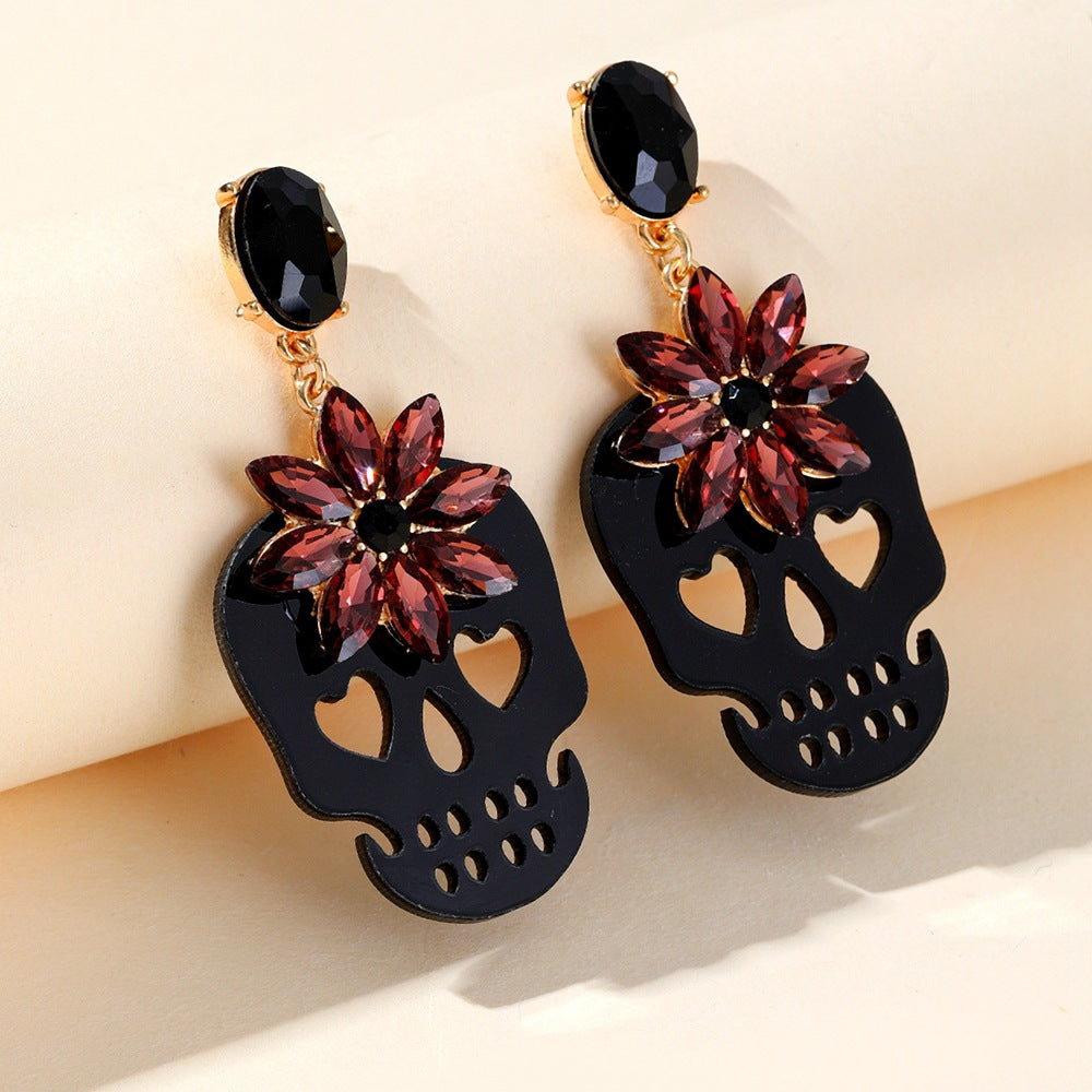Wholesale Rhinestone Skull Earrings for Women – Trendy Fashion Accessory Gift Idea