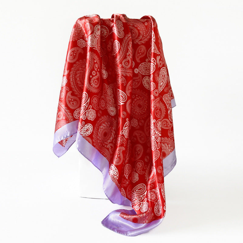 Wholesale Cashew Printed Head Scarf Women' s Silk Scarf 90cm Scarf