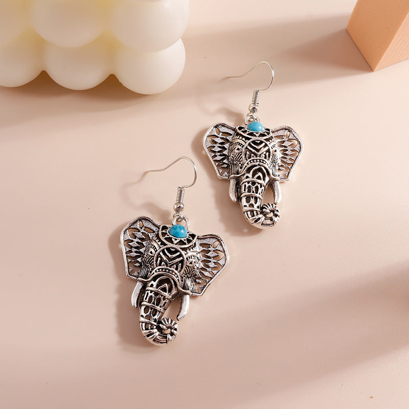 Wholesale Vintage Bohemian Elephant Turquoise Earrings ACC-ES-YueSen006
