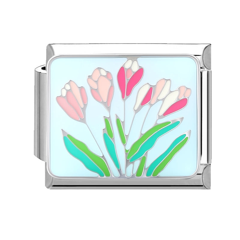 Wholesale  9mm Italian Charm Starter Bracelets DIY square Single Section Creative Stainless Steel Composable Bracelet