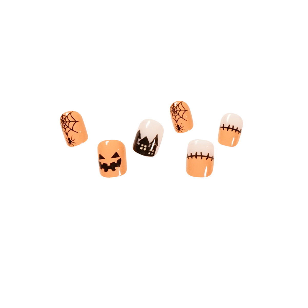 Wholesale 24 Pieces/box Halloween Short Press-on Nails Kits Nail Stickers ACC-NS-LeFan032