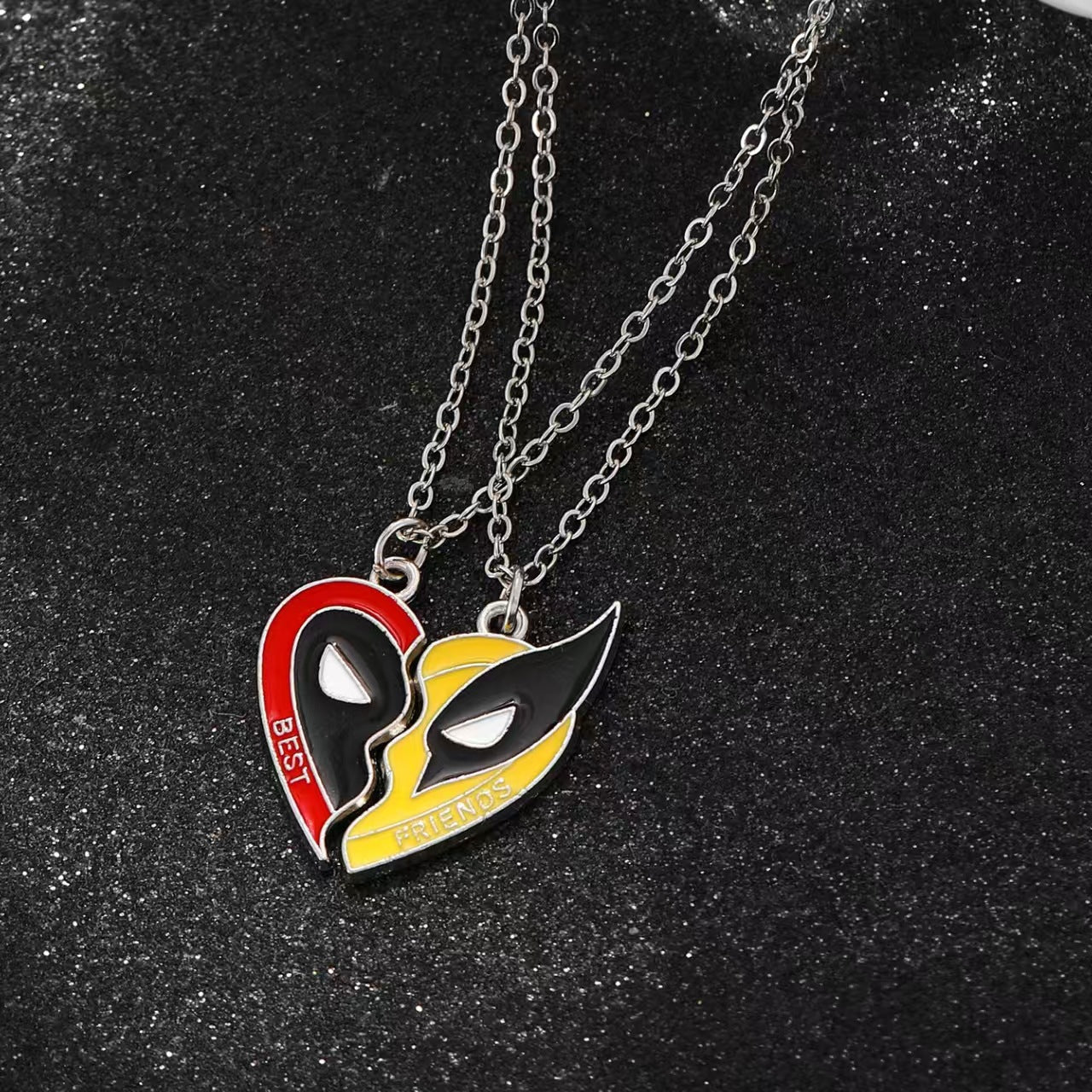 Wholesale Alloy star moon  and sun interlocking best friend necklaces