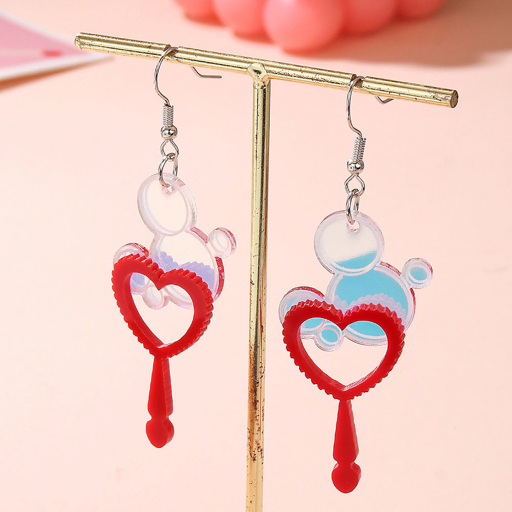 Wholesale Colorful Bubble Heart Stick Acrylic Earrings