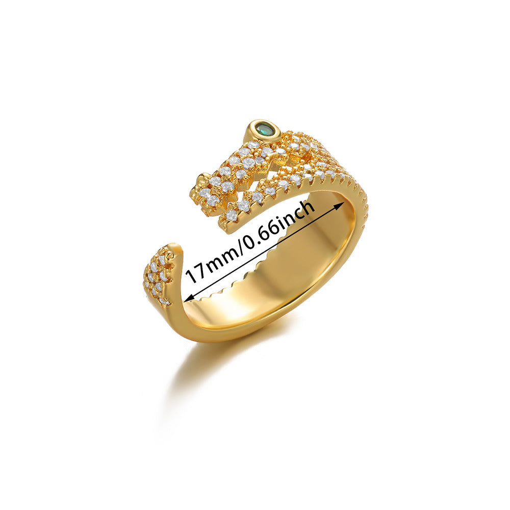 Wholesale Copper ring with zircon-encrusted heart and evil eye design
