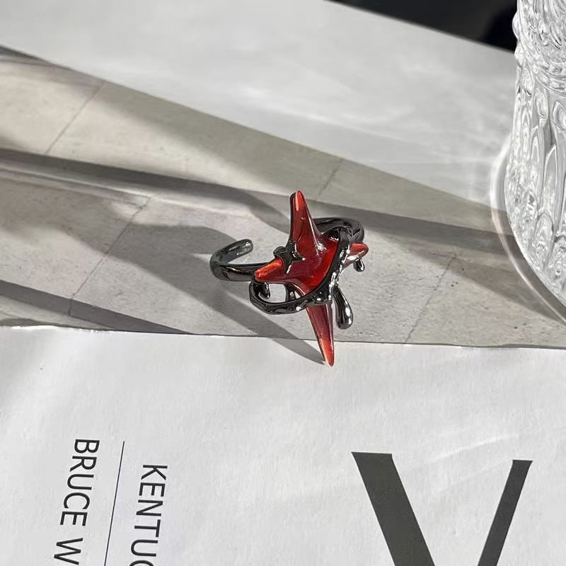 Wholesale Men' s Open Ring with Cross Oil-Drip Design Trendy Fashion Accessory