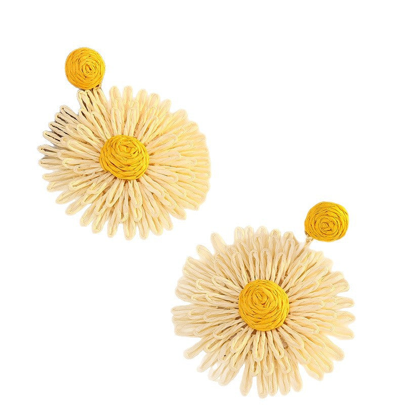 Wholesale Silver Needle Flower Geometric Grass Vine Earrings