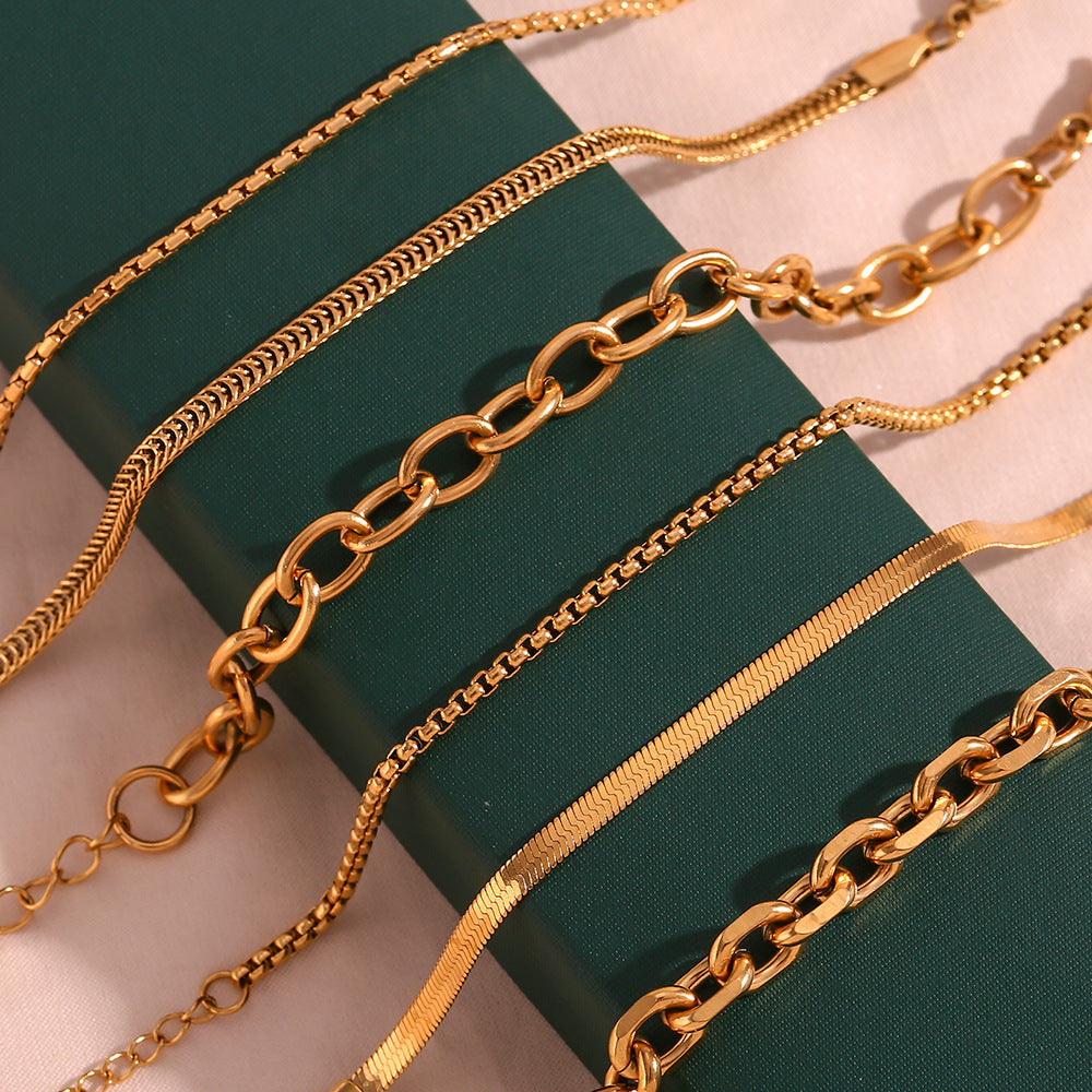 Wholesale Geometric Stainless Steel Chain Bracelet with Gold Plating,  Fashion Accessory for Women,  Boutique Resale Gift