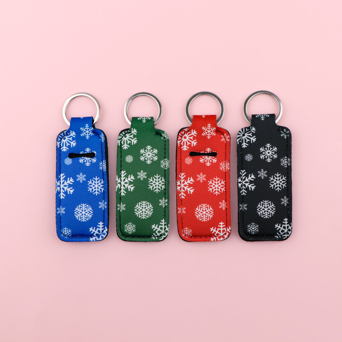 Wholesale 6pcs  Snowflake Pattern Lipstick Case Keychain